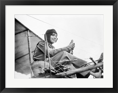Aviator Helene Dutrieu Seated in Her Airplane