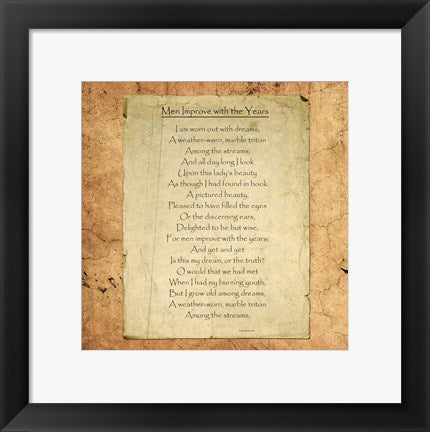 Men Improve With the Years by William Butler Yeats