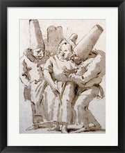 Punchinellos Approaching a Woman by Giovanni battista Tiepolo