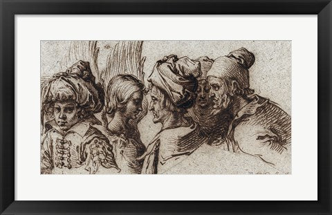 Bust of a Boy in a Turban, a Winged Angel, and Three Old Men by Jacques De gheyn