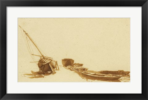 Boats on Shore and in Water by Jan de Bisschop