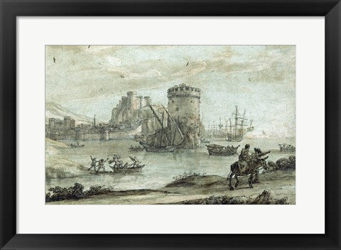 Figures in a Landscape before a Harbor by Claude Lorrain