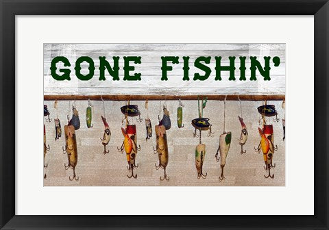 Gone Fishin' Wood Fishing Lure Sign by Veruca Salt