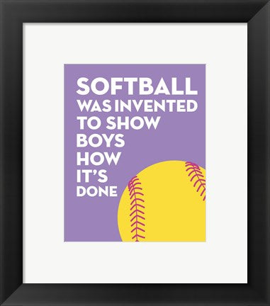 Softball Quote - Yellow on Purple 2 by Sports Mania