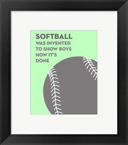 Softball Quote - Grey On Mint 2 by Sports Mania