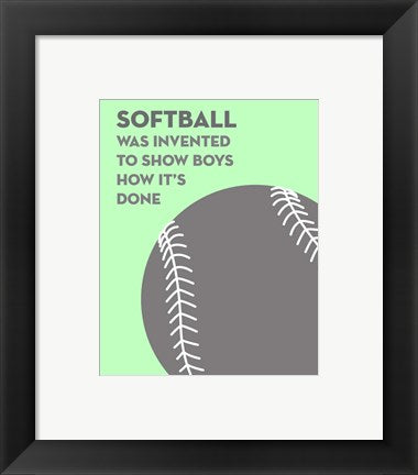 Softball Quote - Grey On Mint 2 by Sports Mania