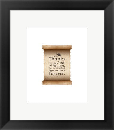 Psalm 136:26, Give Thanks (Scroll on White Border) by Inspire Me