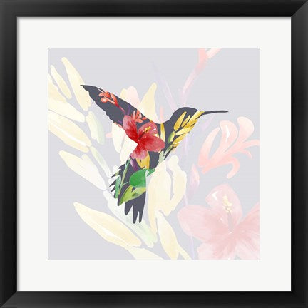 Grey Floral Hummingbird by Color Me Happy