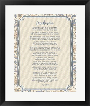 Desiderata Floral Frame Beige by Quote Master