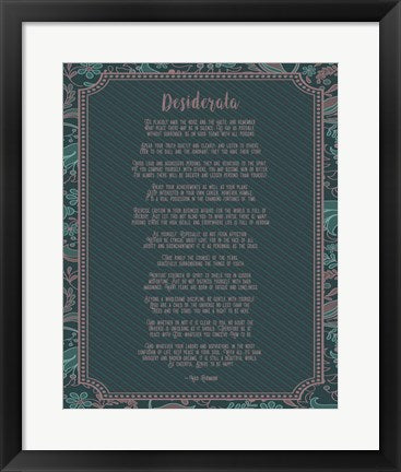 Desiderata Floral Frame Turquoise by Quote Master