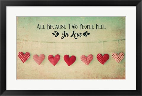 Two People Fell in Love Cotton Hearts by Quote Master