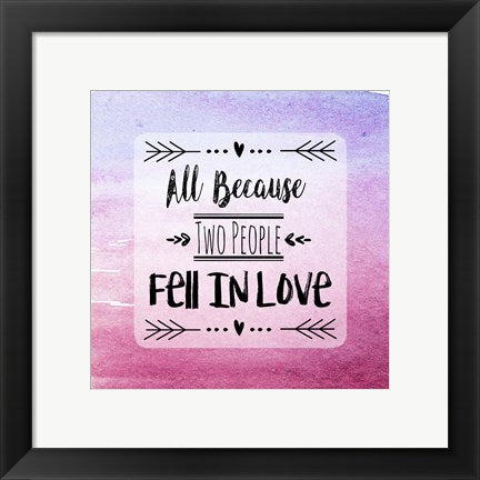 Two People Fell in Love Magenta Ombre by Quote Master