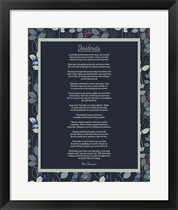Desiderata Leaf Pattern Frame Dark by Quote Master