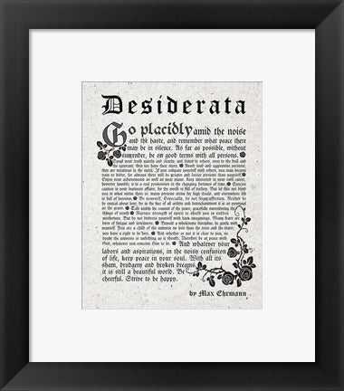 Old English Desiderata In Gray by Quote Master