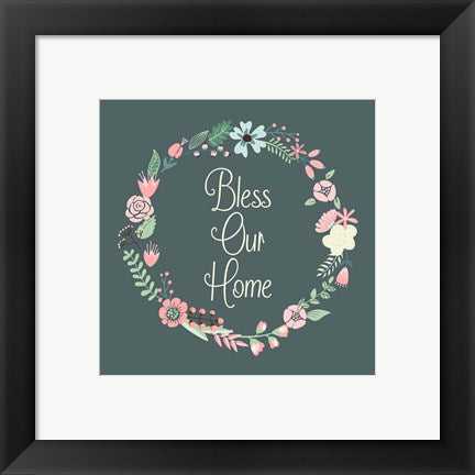 Bless Our Home Floral Teal by Color Me Happy