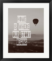 Home is Where Our Story Begins Hot Air Balloon Black and White by Color Me Happy