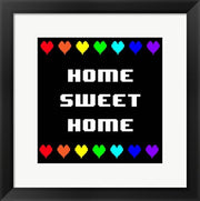 Home Sweet Home -  Black with Pixel Hearts by Color Me Happy