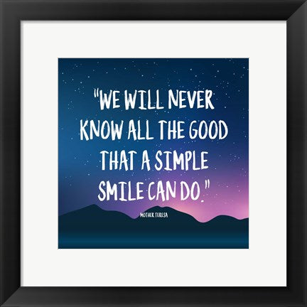 Simple Smile - Mother Teresa Quote (Dusk) by Quote Master