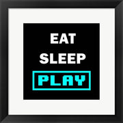 Eat Sleep Play - Black with Blue Text by Color Me Happy