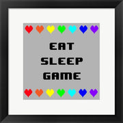 Eat Sleep Game -  Gray with Pixel Hearts by Color Me Happy