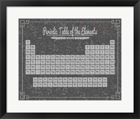 Periodic Table Gray and Red Leaf Pattern Dark by Color Me Happy
