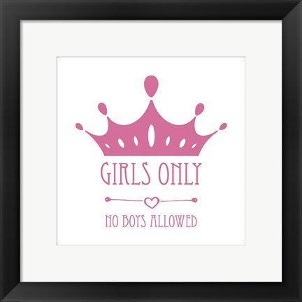 Girls Only Crown Pink on White by Color Me Happy