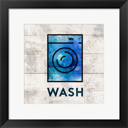 Laundry Sign White Wood Background - Wash by Color Me Happy