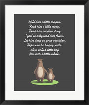 Hold Him A Little Longer Bear And Cub Gray by Color Me Happy