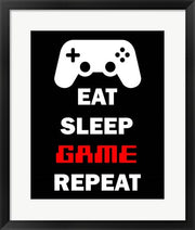 Eat Sleep Game Repeat  - Black by Color Me Happy