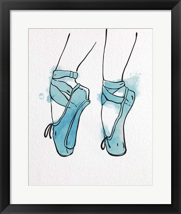 Ballet Shoes En Pointe Blue Watercolor Part I by Color Me Happy