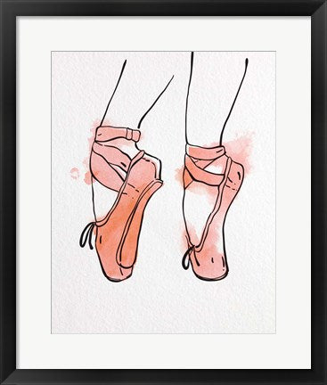 Ballet Shoes En Pointe Orange Watercolor Part I by Color Me Happy