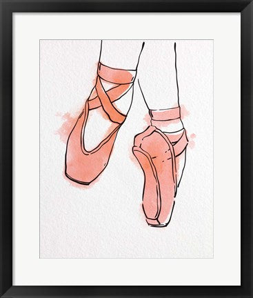 Ballet Shoes En Pointe Orange Watercolor Part II by Color Me Happy