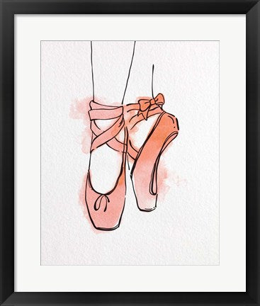 Ballet Shoes En Pointe Orange Watercolor Part III by Color Me Happy