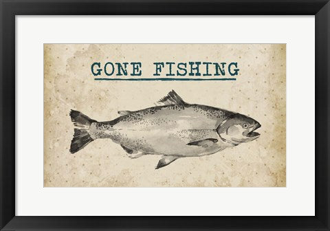 Gone Fishing Salmon Black and White by Color Me Happy