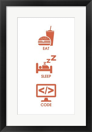 Eat Sleep Code - Orange Icons by Color Me Happy