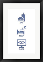 Eat Sleep Code - Blue Icons by Color Me Happy