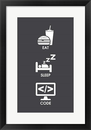 Eat Sleep Code - White Icons by Color Me Happy