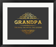 Grandpa: The Man, The Myth, The Legend - Gray and Gold by Color Me Happy
