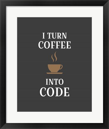 I Turn Coffee Into Code - Coffee Cup Gray Background by Color Me Happy