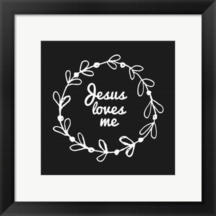 Jesus Loves Me - Wreath Doodle Black by Inspire Me