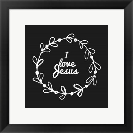 I Love Jesus - Wreath Doodle Black by Inspire Me