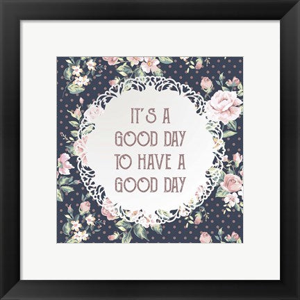It's a Good Day - Dots and Flowers on Blue by Color Me Happy