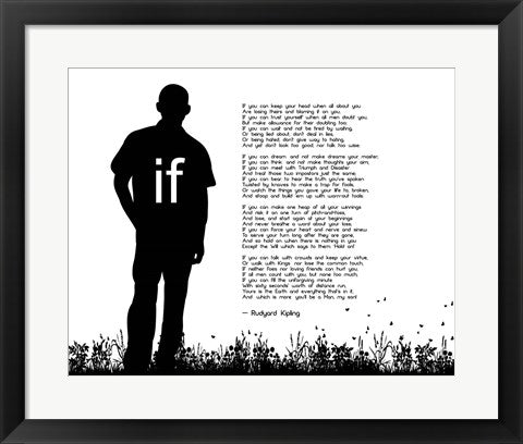 If by Rudyard Kipling - Man Silhouette White by Quote Master