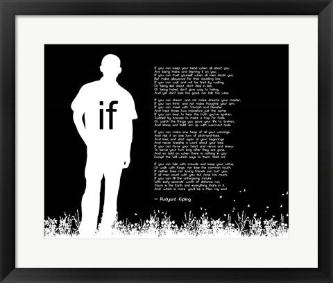 If by Rudyard Kipling - Man Silhouette Black by Quote Master