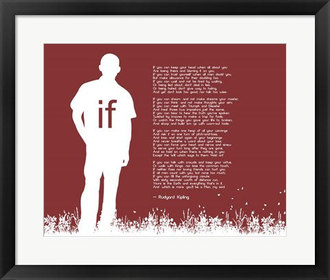 If by Rudyard Kipling - Man Silhouette Red by Quote Master