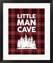 Little Man Cave - Trees Red Plaid Background by Color Me Happy