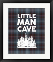 Little Man Cave - Trees Blue Plaid Background by Color Me Happy