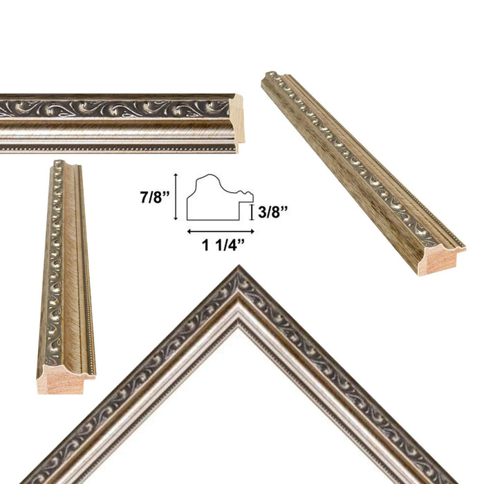 32x48 Frame Aged Antique Silver With Bead Picture Frame-D6661