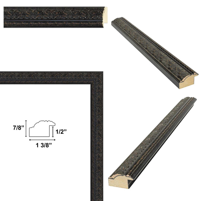 32x48 Frame Antique Black Wood Ornate Picture Frame