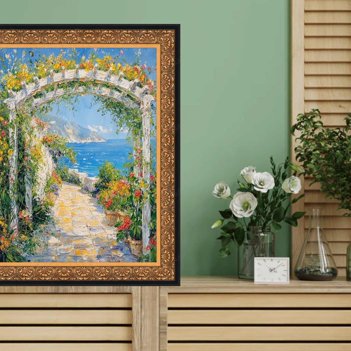 11x11 Frame Antique Floral Gold With Black Lip Picture Frame